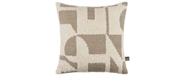 Lila Cream & Beige Fabric Cushion - 43cm X 43cm