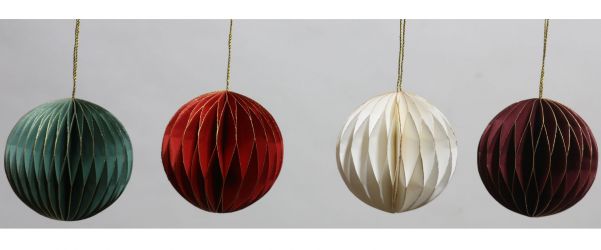 Festive Mixed Hanging Christmas Decorations Set of 4 8cm