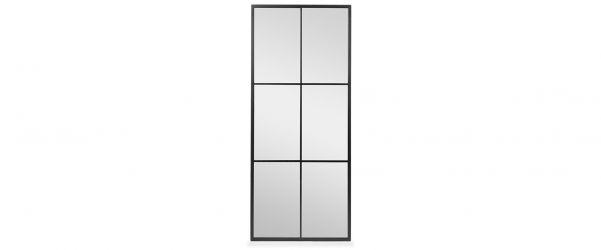 Andie Black Metal Windowpane Mirror - 60cm x 140cm