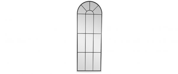 Eli Black Metal Arch Window Mirror - 180cm x 64cm