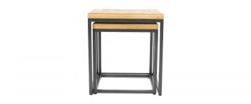 Indus Rustic Oak & Peppercorn Nest of Tables