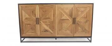 Indus Rustic Oak & Peppercorn Wide Sideboard