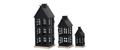 Metal House Lanterns Set of 3