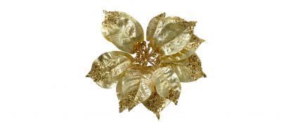 Gold Shiny Poinsettia - 16cm