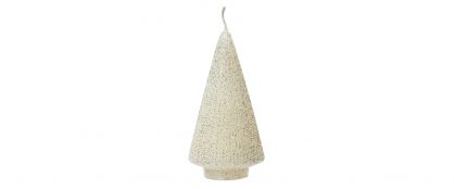 Ribbed White Christmas Tree Candle - 17cm